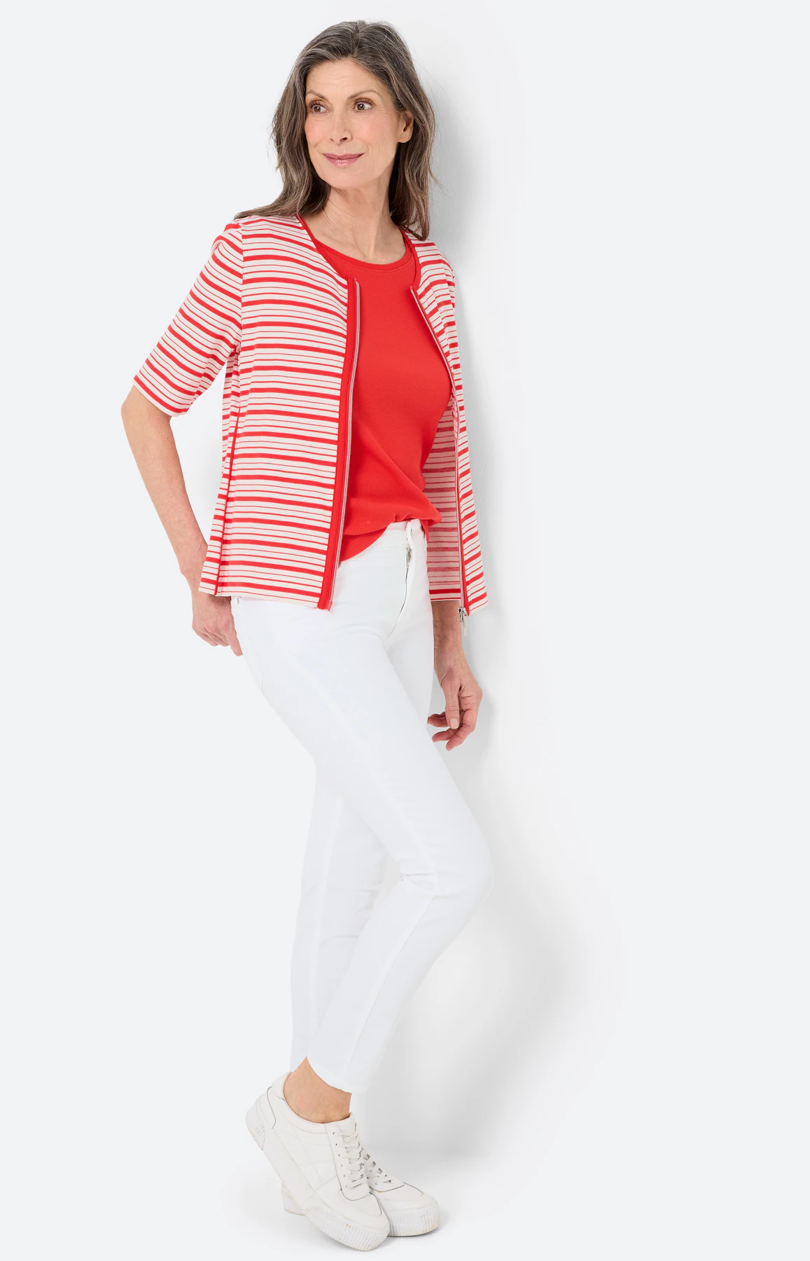 Twinset jas met strepen, rood