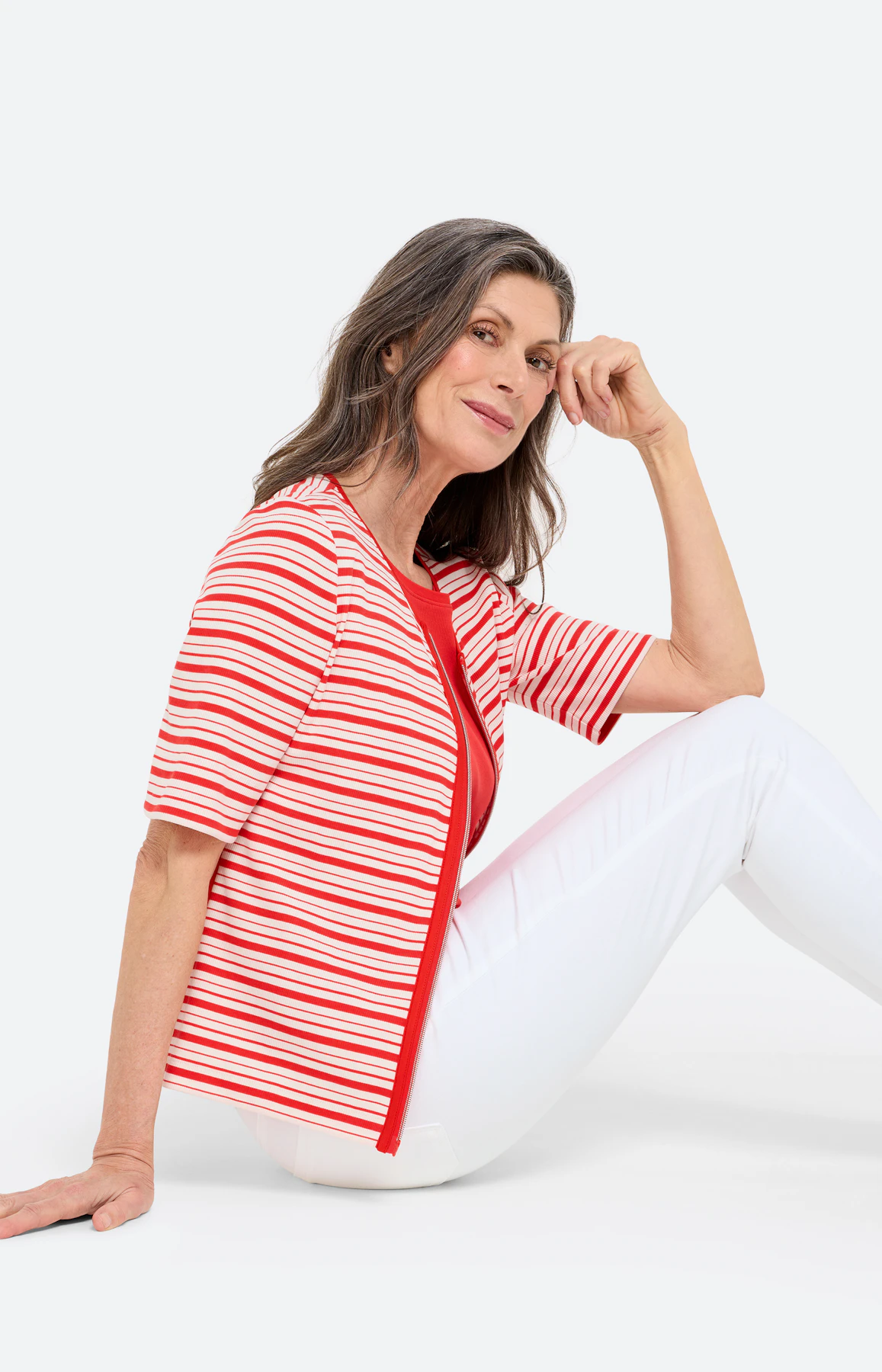 Twinset jas met strepen, rood