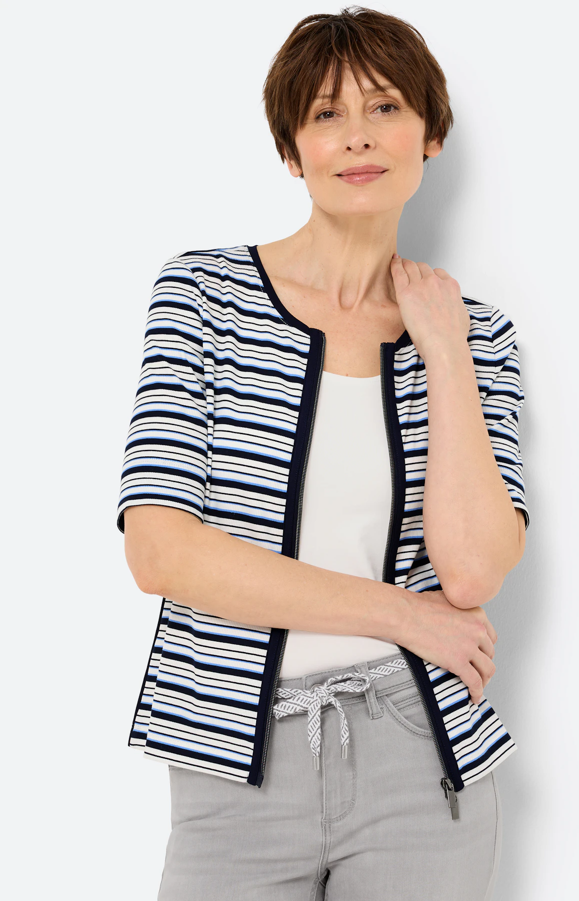 Twinset jas met strepen, navy