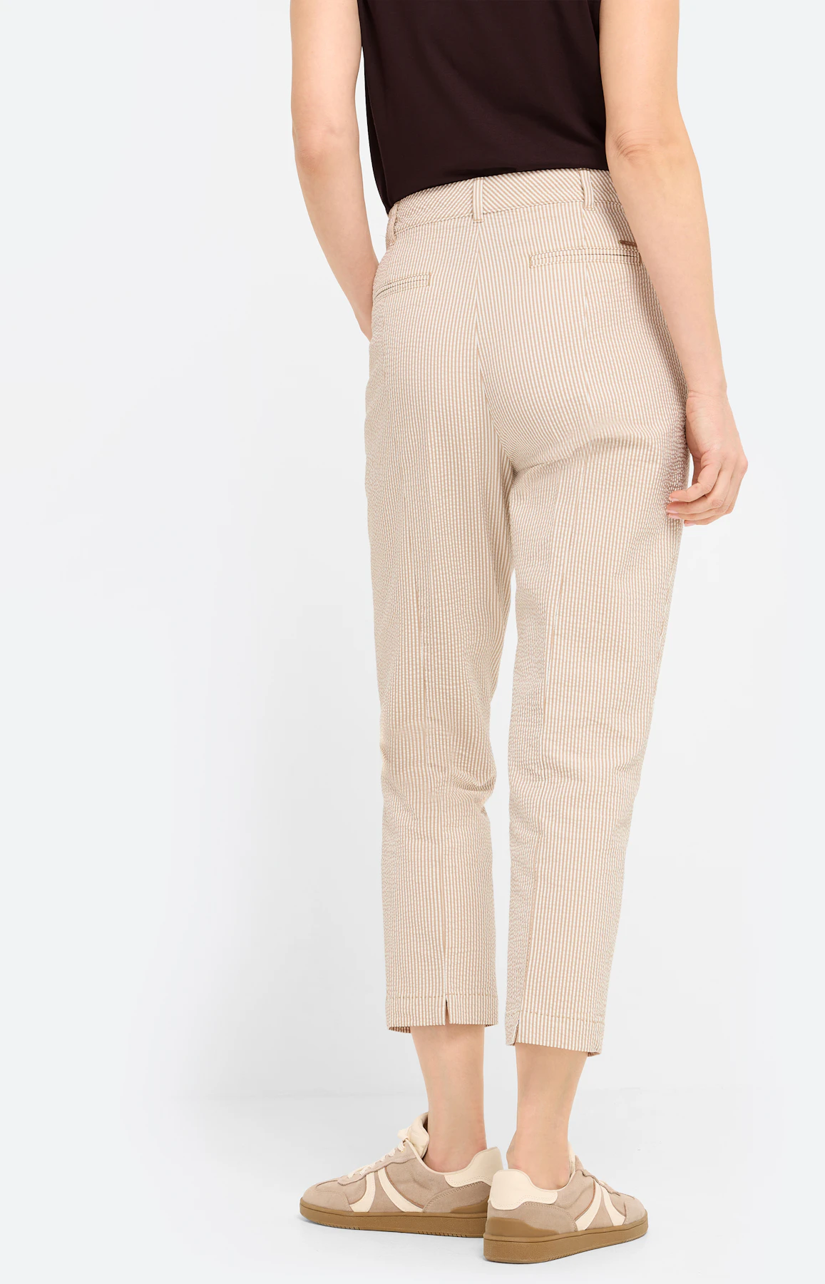 Broek van seersucker 26 inch, lichtbruin