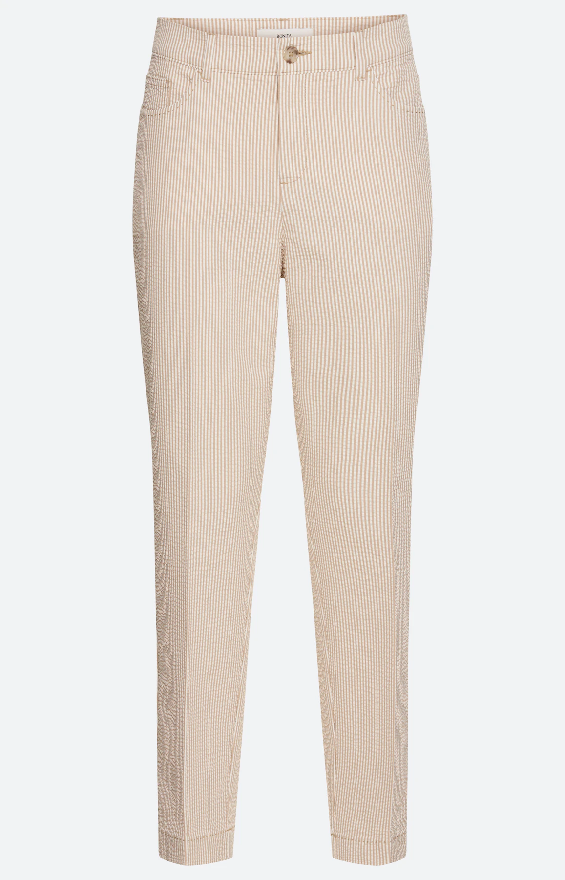 Broek van seersucker 26 inch, lichtbruin