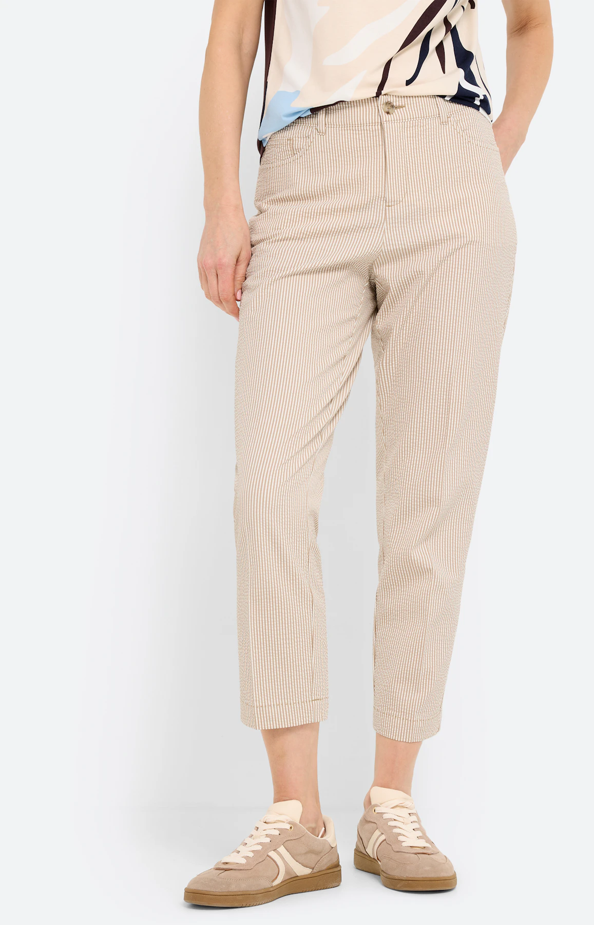 Broek van seersucker 26 inch, lichtbruin