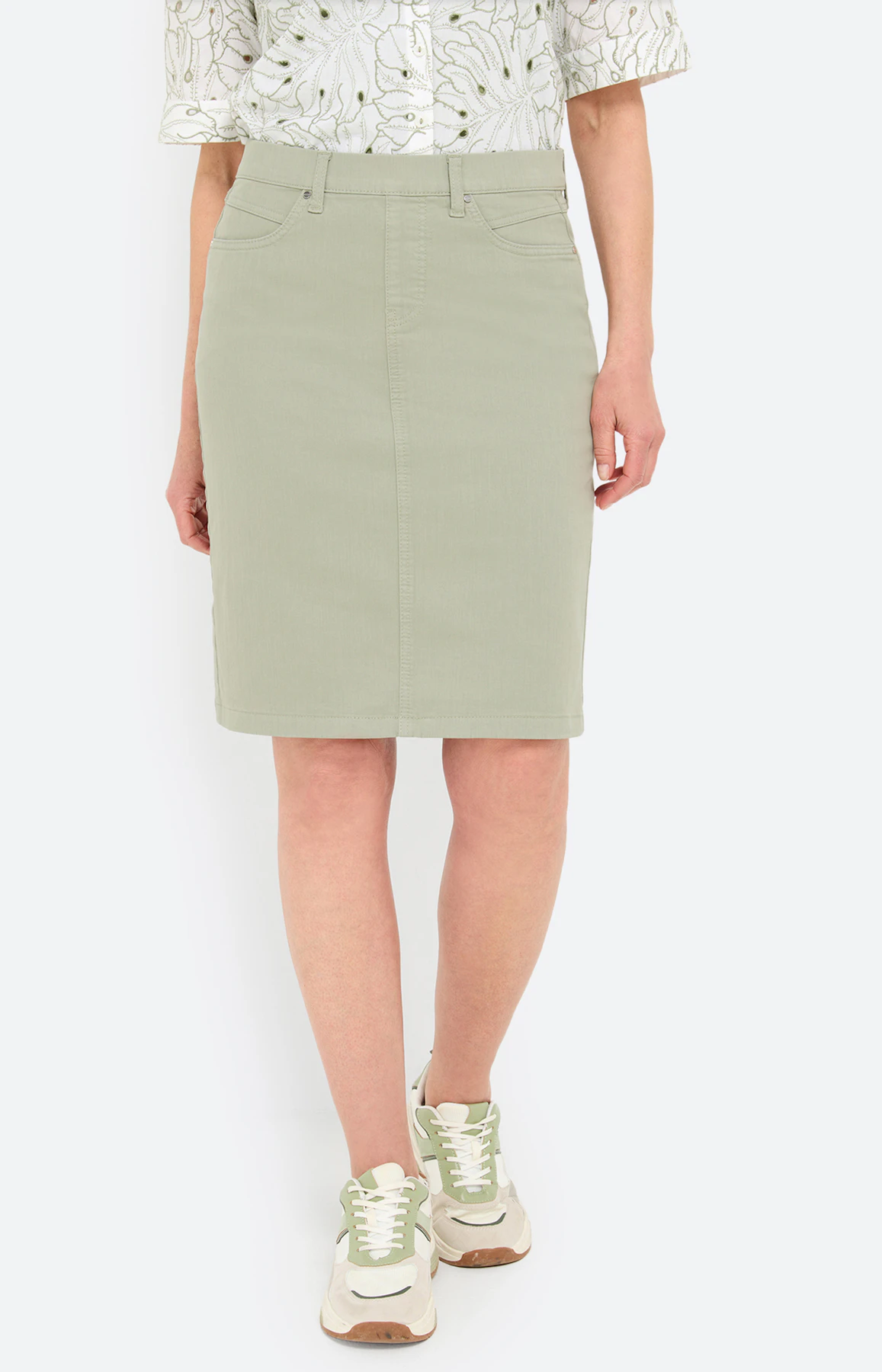 Rok van stretch-denim, grasgroen