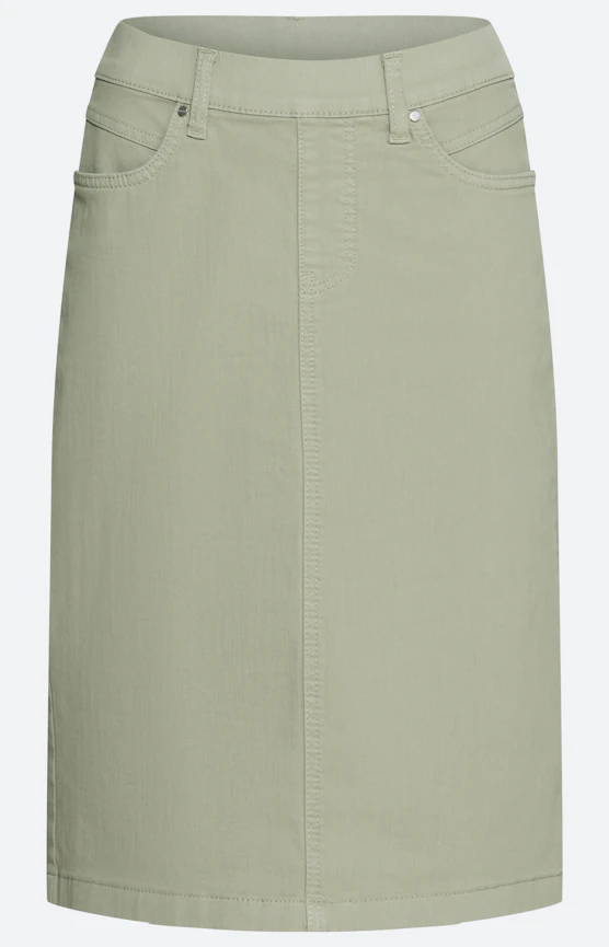 Rok van stretch-denim, grasgroen
