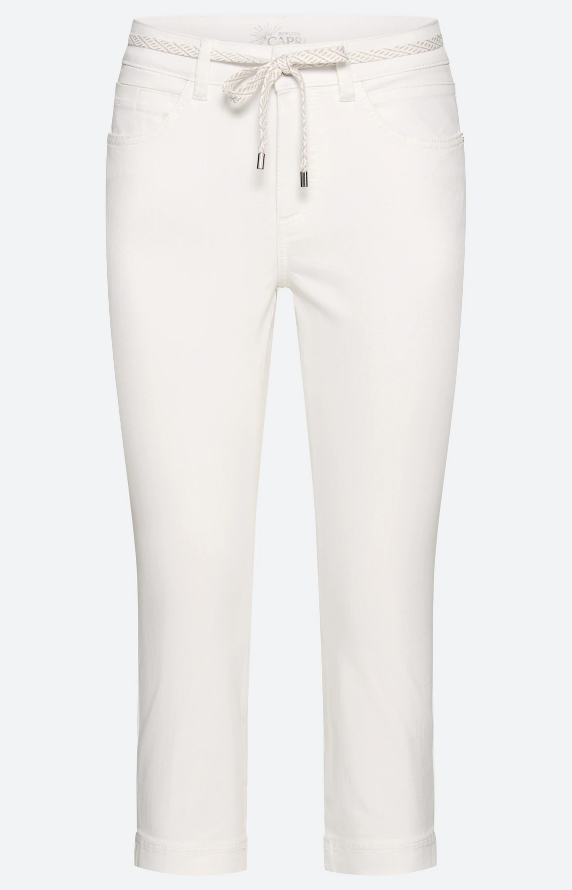 Capri-jeans met bindceintuur, wit