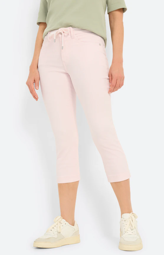 Capri-jeans met bindceintuur, lichtroze