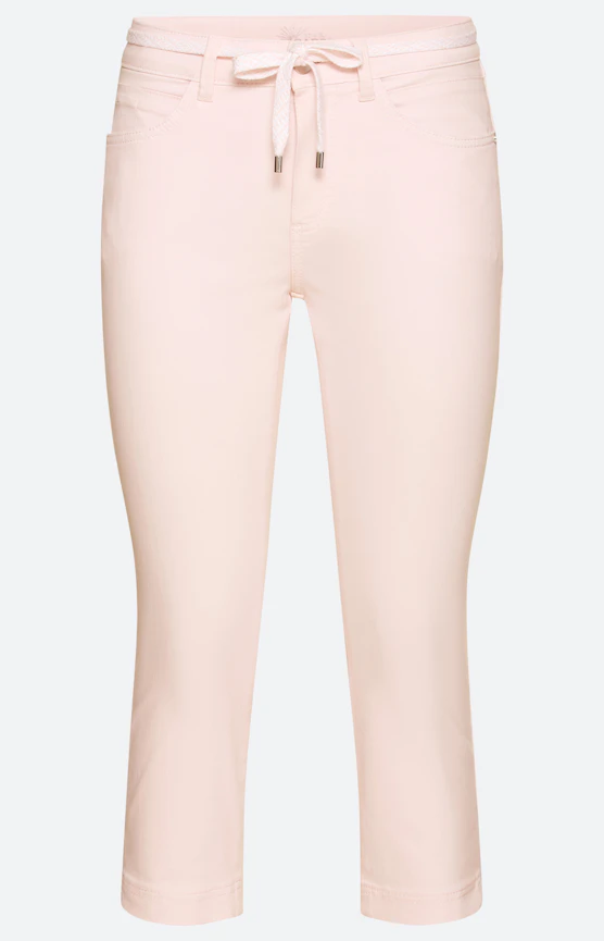 Capri-jeans met bindceintuur, lichtroze