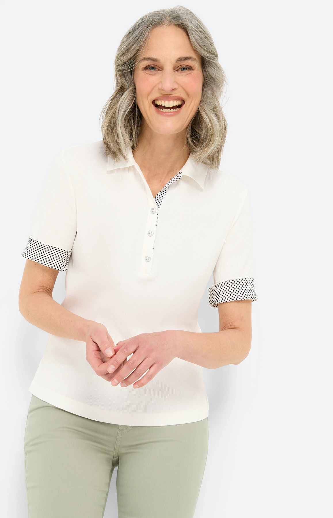 Poloshirt met knoopsluiting, wit