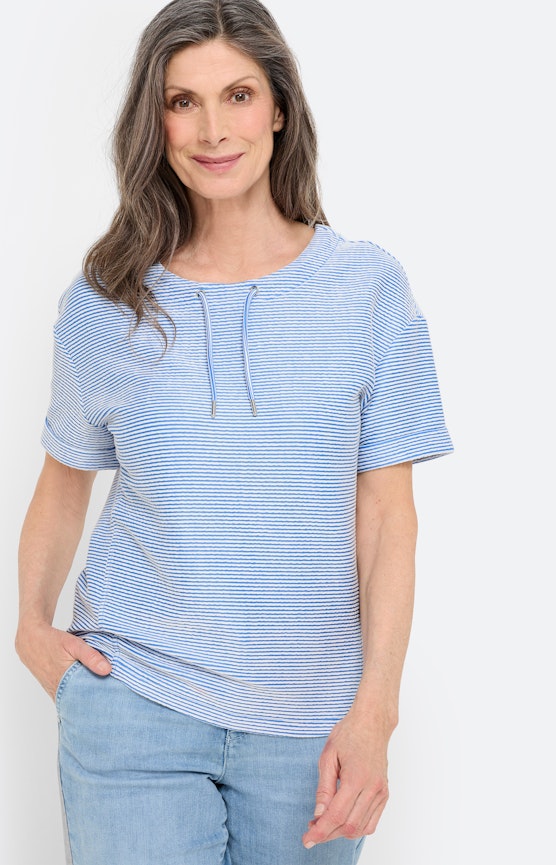 Sweatshirt met strepen, middenblauw