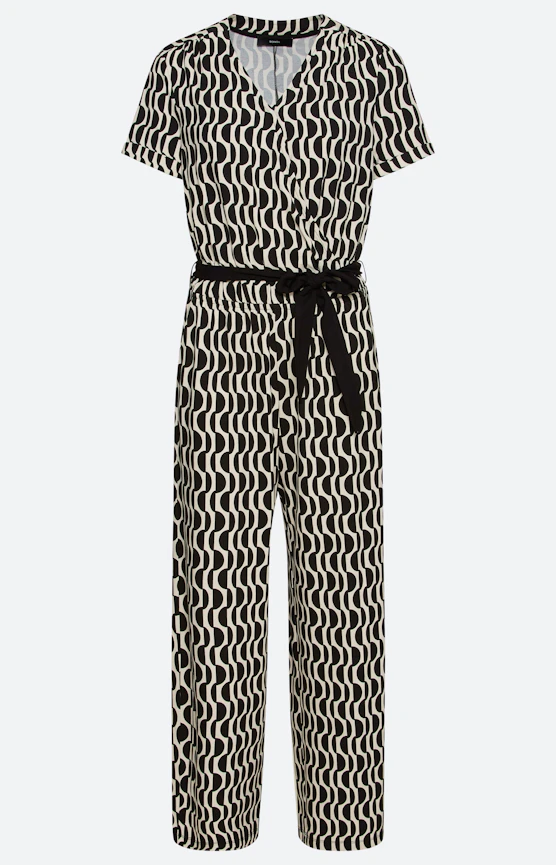 Jumpsuit mit Grafikprint, creme