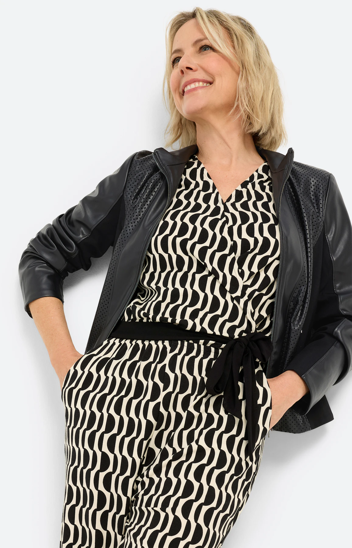 Jumpsuit met grafische print, crème