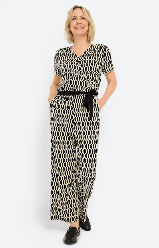 Jumpsuit mit Grafikprint, creme