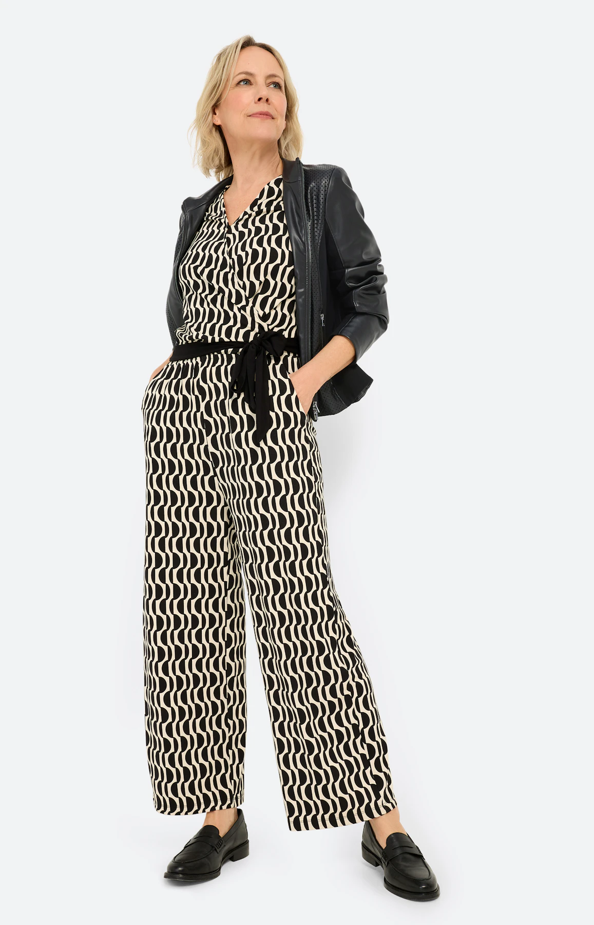 Jumpsuit met grafische print, crème