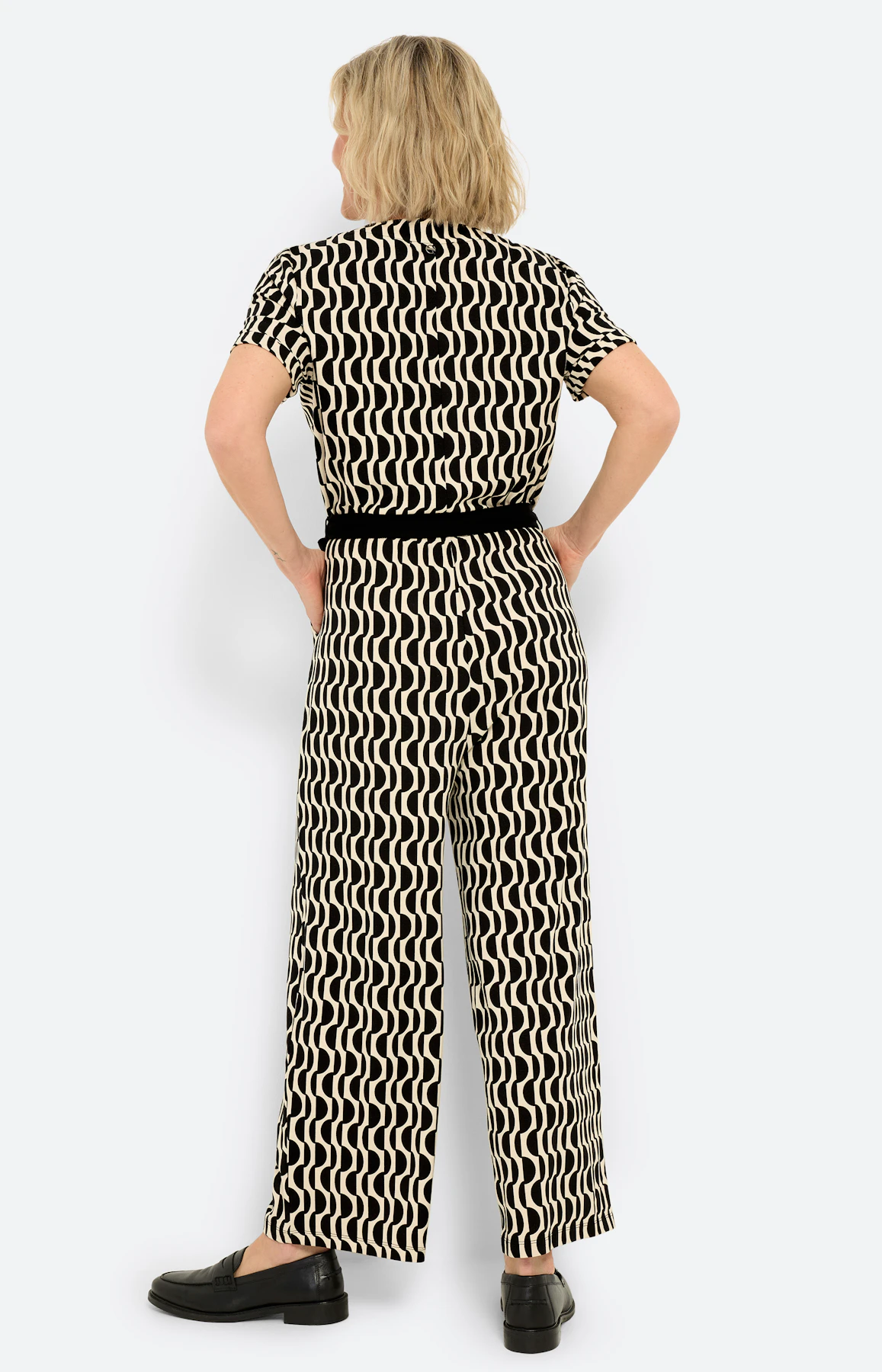 Jumpsuit met grafische print, crème