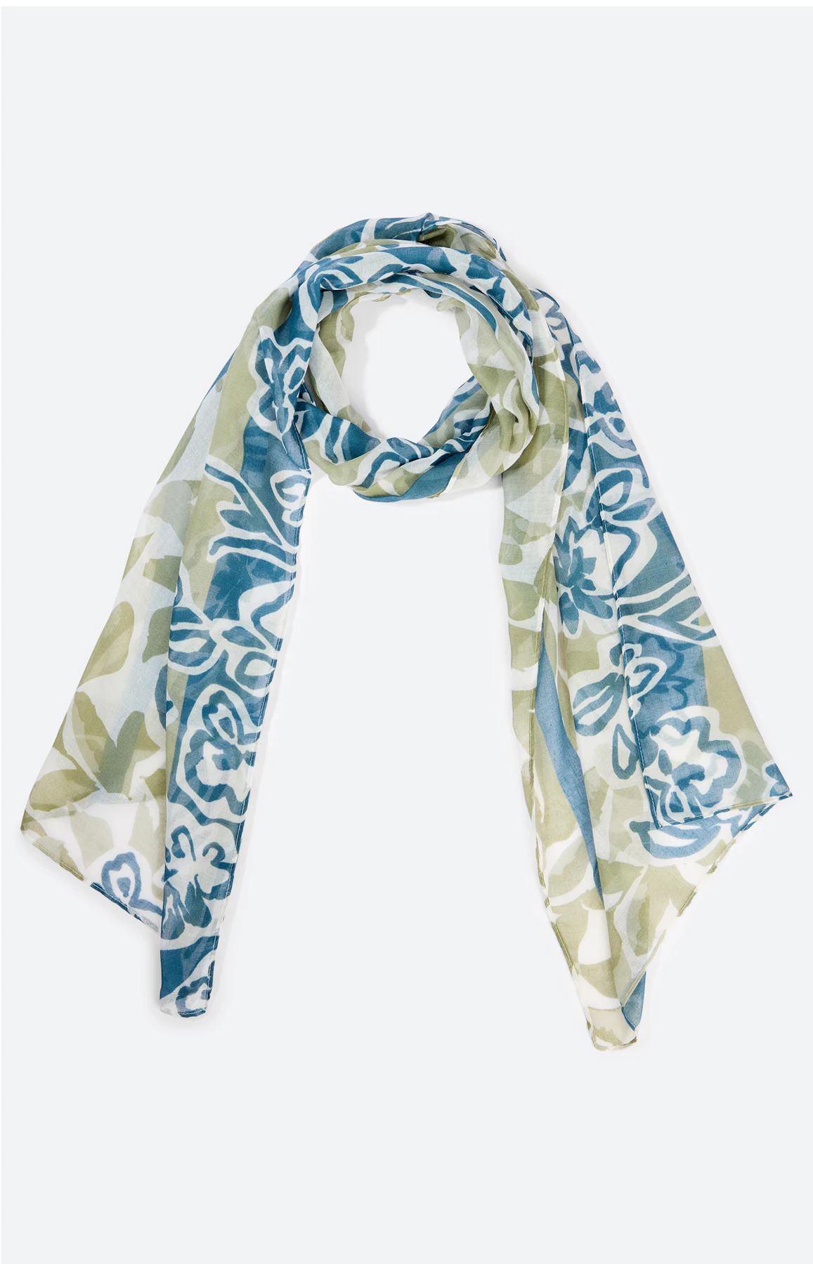 Sjaal met gebloemde print, grasgroen