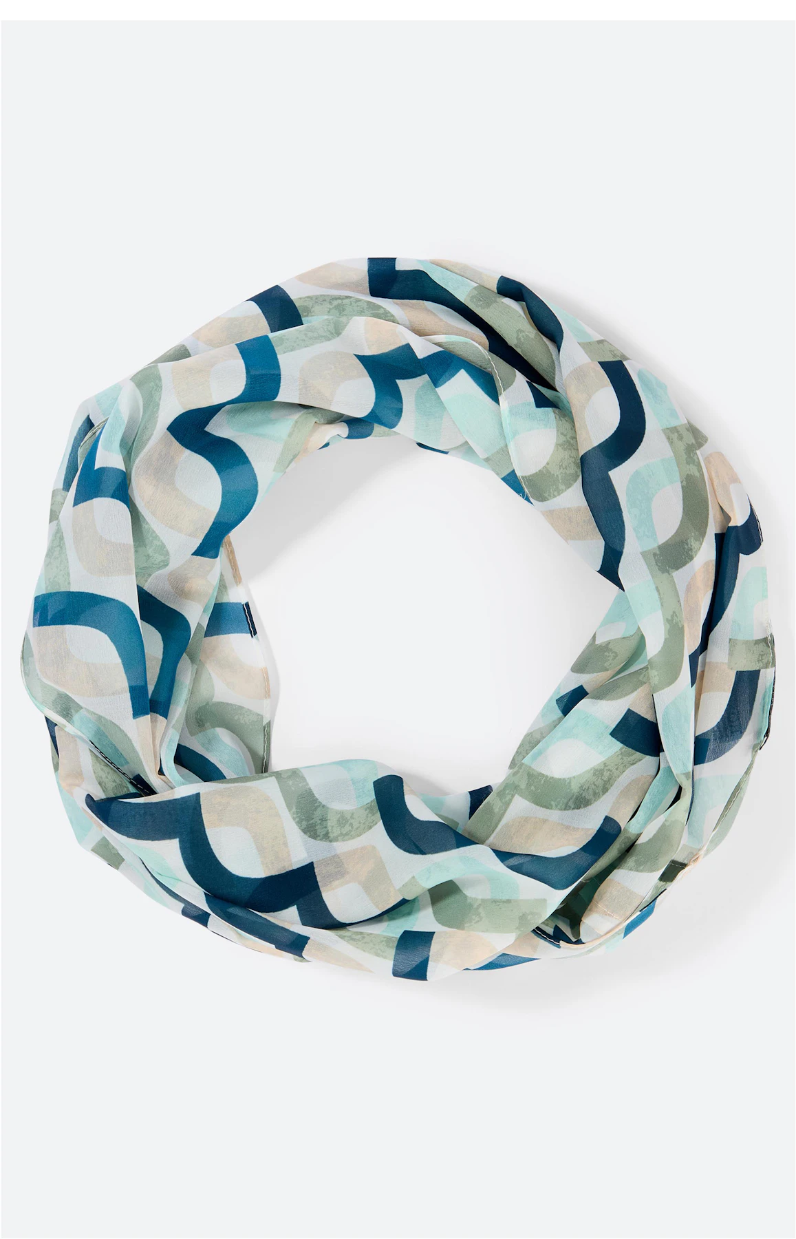 Colsjaal met print all-over, petrol