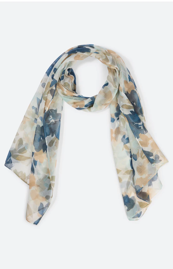 Sjaal met bloemmotief, petrol