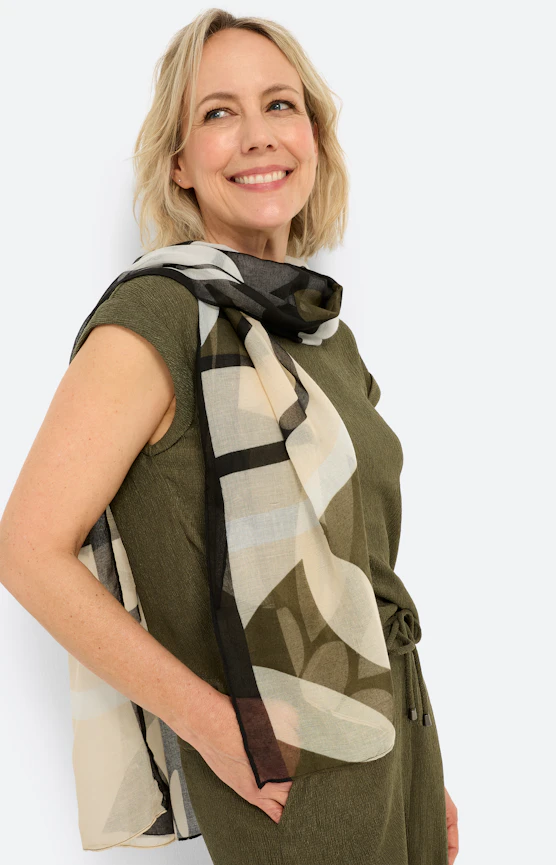 Sjaal met print all-over, crème