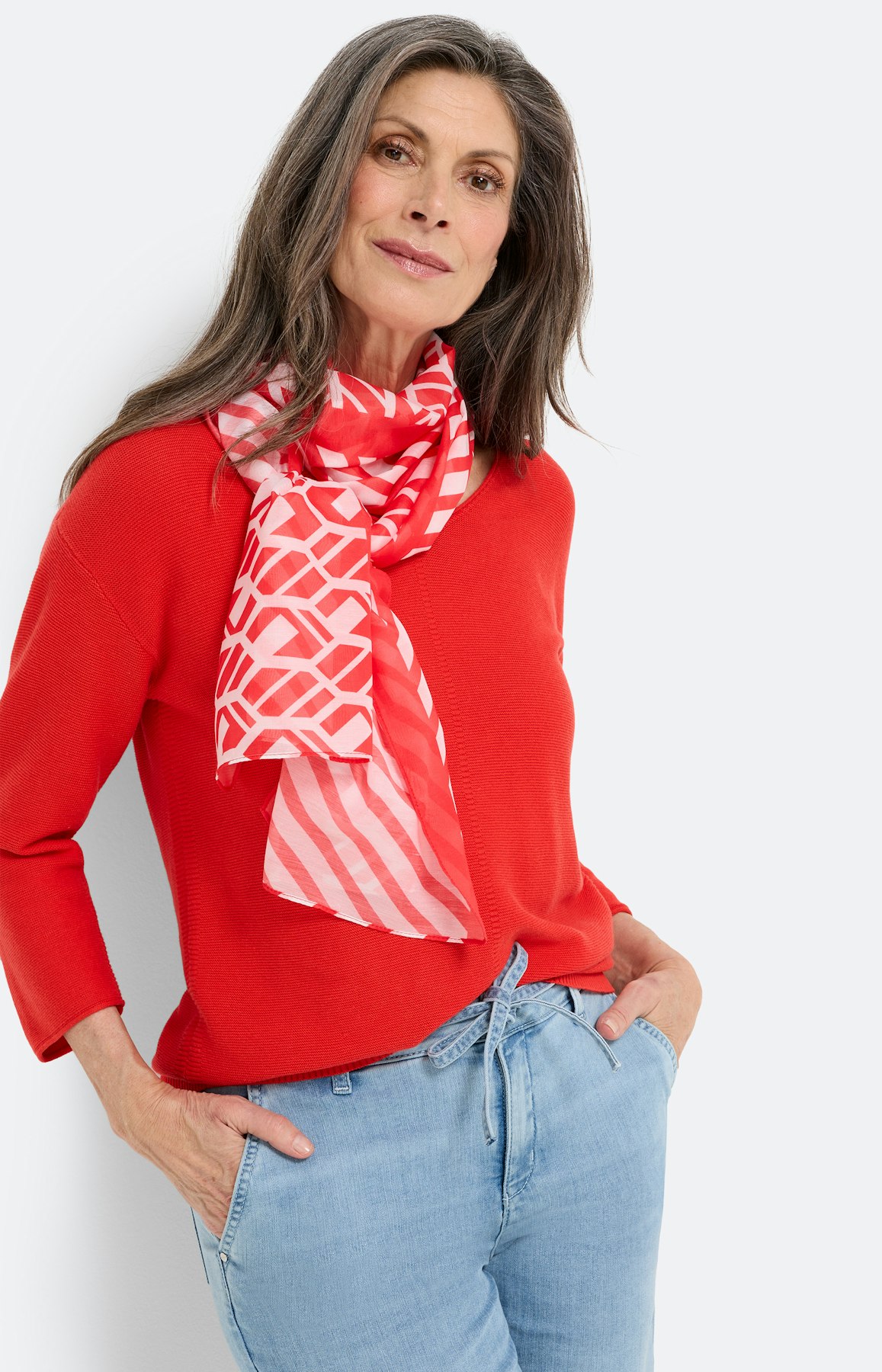 Sjaal met grafisch motief, rood