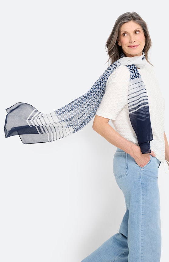 Sjaal met motievenmix, navy