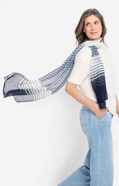 Sjaal met motievenmix, navy