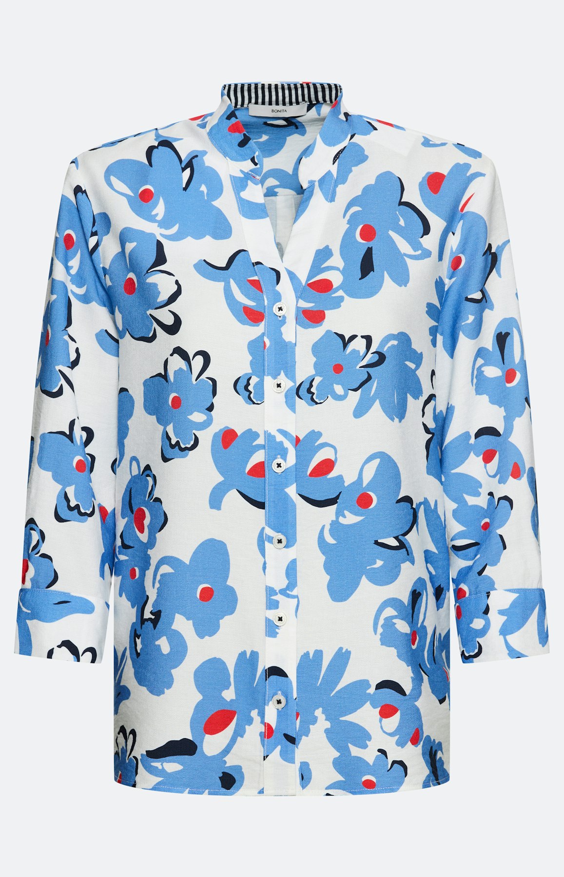 Blouse met bloemenprint, middenblauw