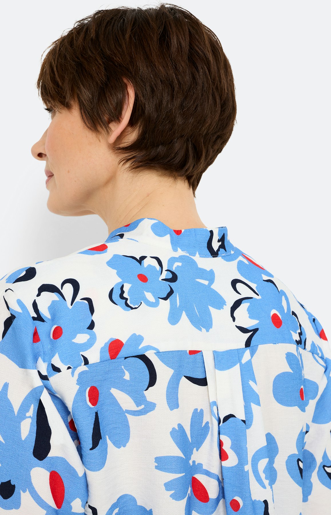 Blouse met bloemenprint, middenblauw