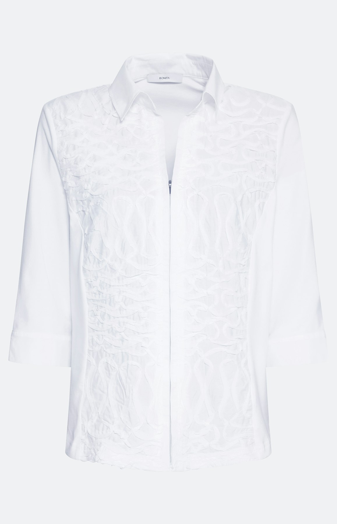 Blouse met borduursel en rits, wit