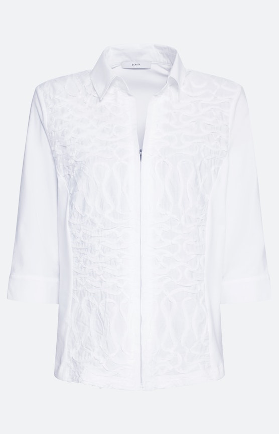 Blouse met borduursel en rits, wit