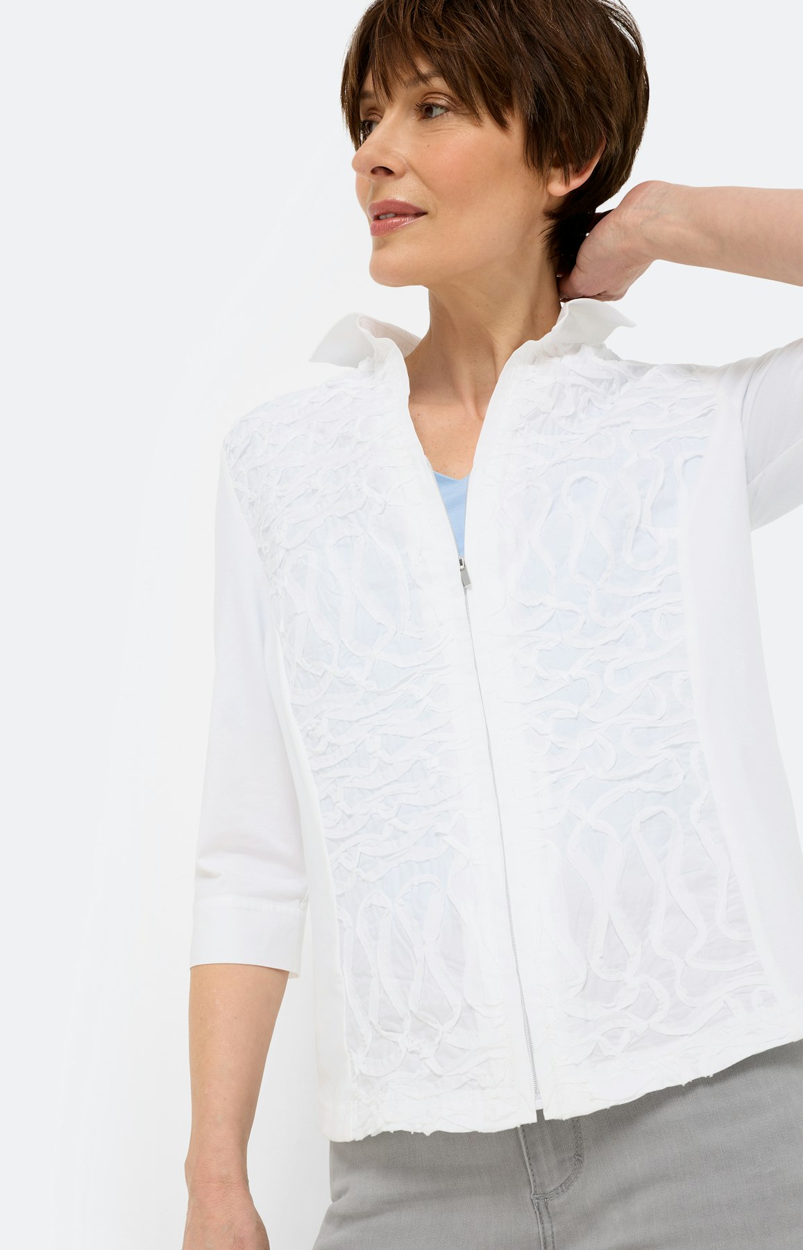 Blouse met borduursel en rits, wit