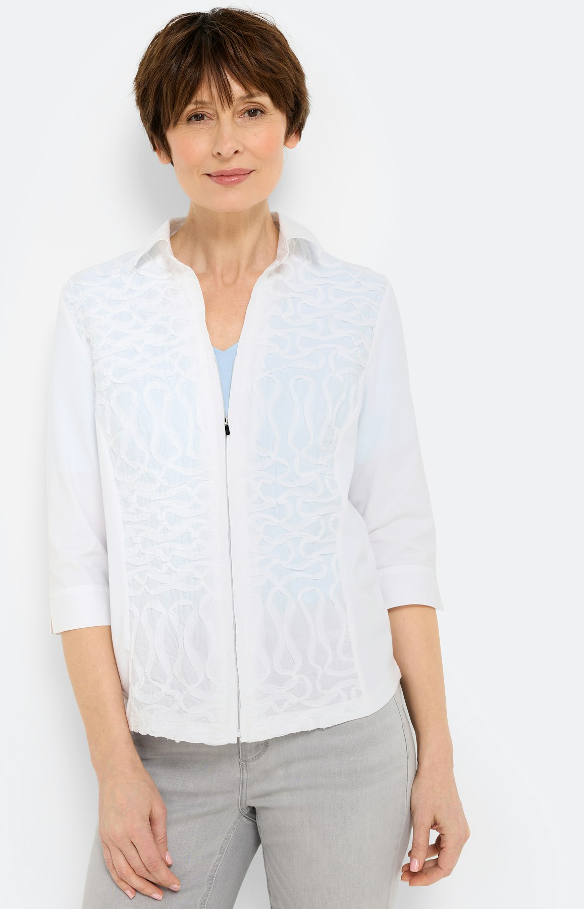 Blouse met borduursel en rits, wit