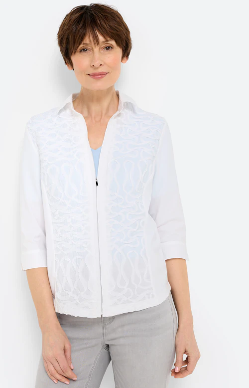 Blouse met borduursel en rits, wit