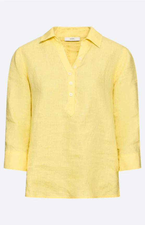 Bluse aus reinem Leinen, gelb