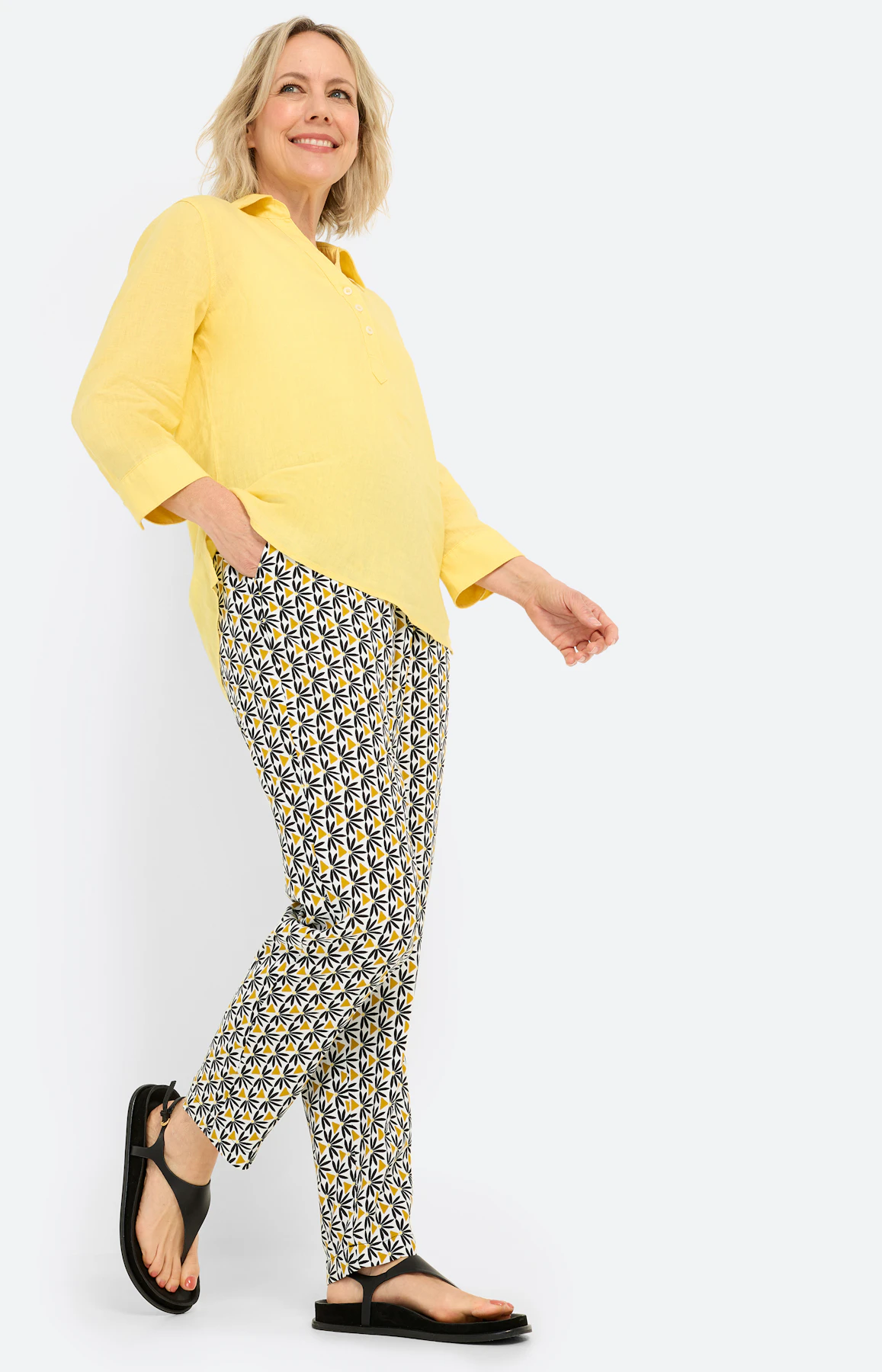 Blouse van puur linnen, geel