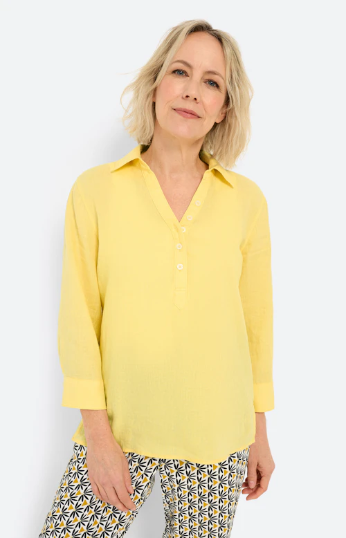 Blouse van puur linnen, geel