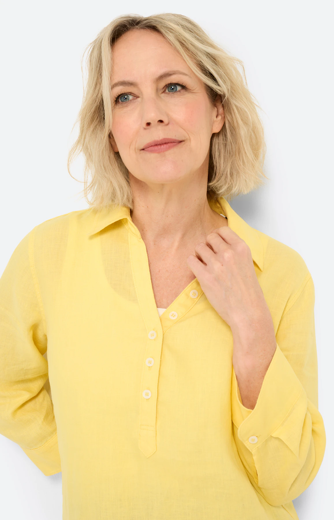 Blouse van puur linnen, geel
