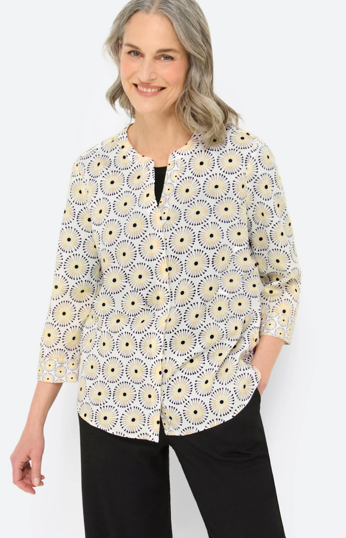 Blouse met print all-over, geel