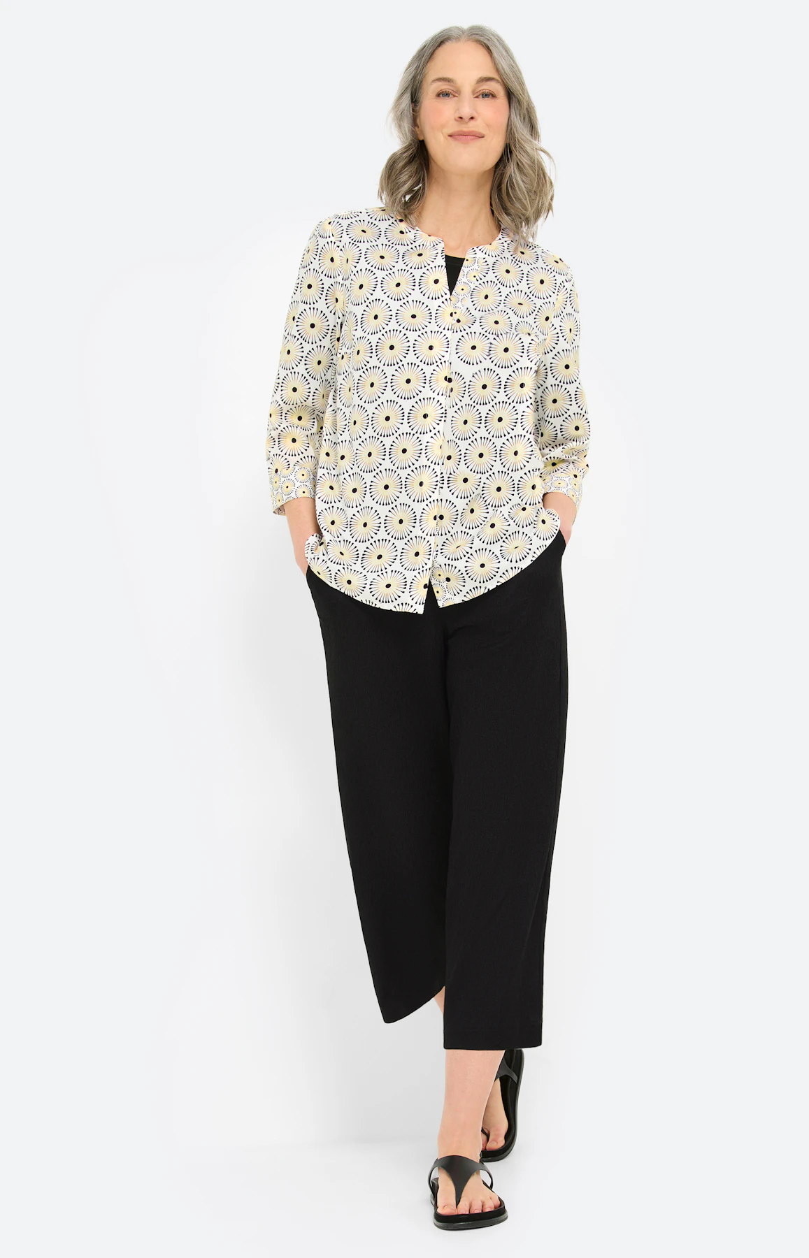 Blouse met print all-over, geel