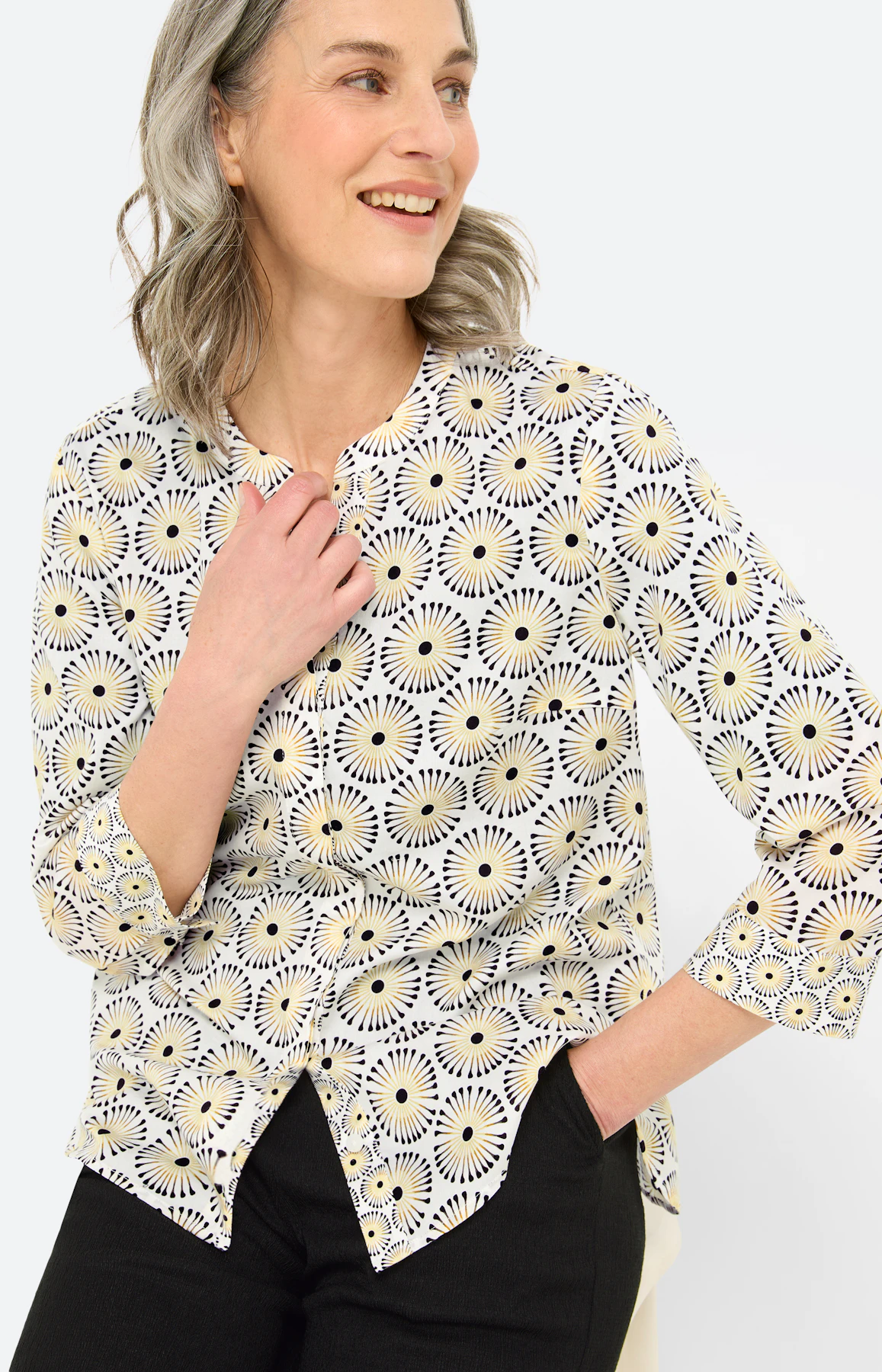 Blouse met print all-over, geel