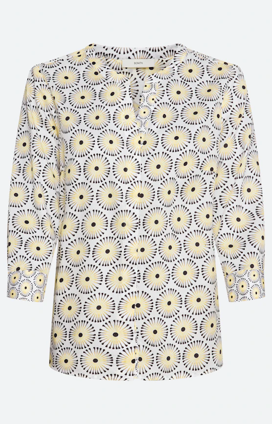 Bluse mit All Over-Print, gelb