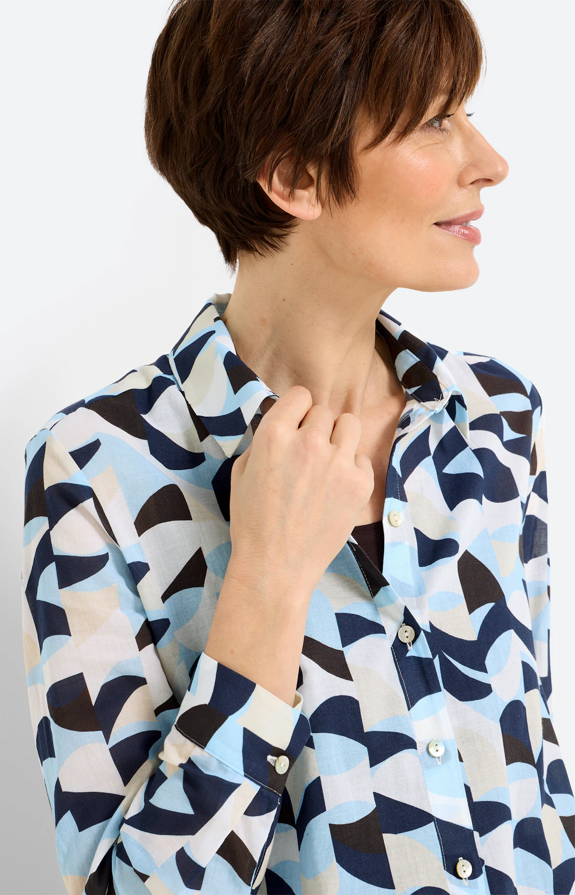 Blouse van katoen-voile, donkerbruin