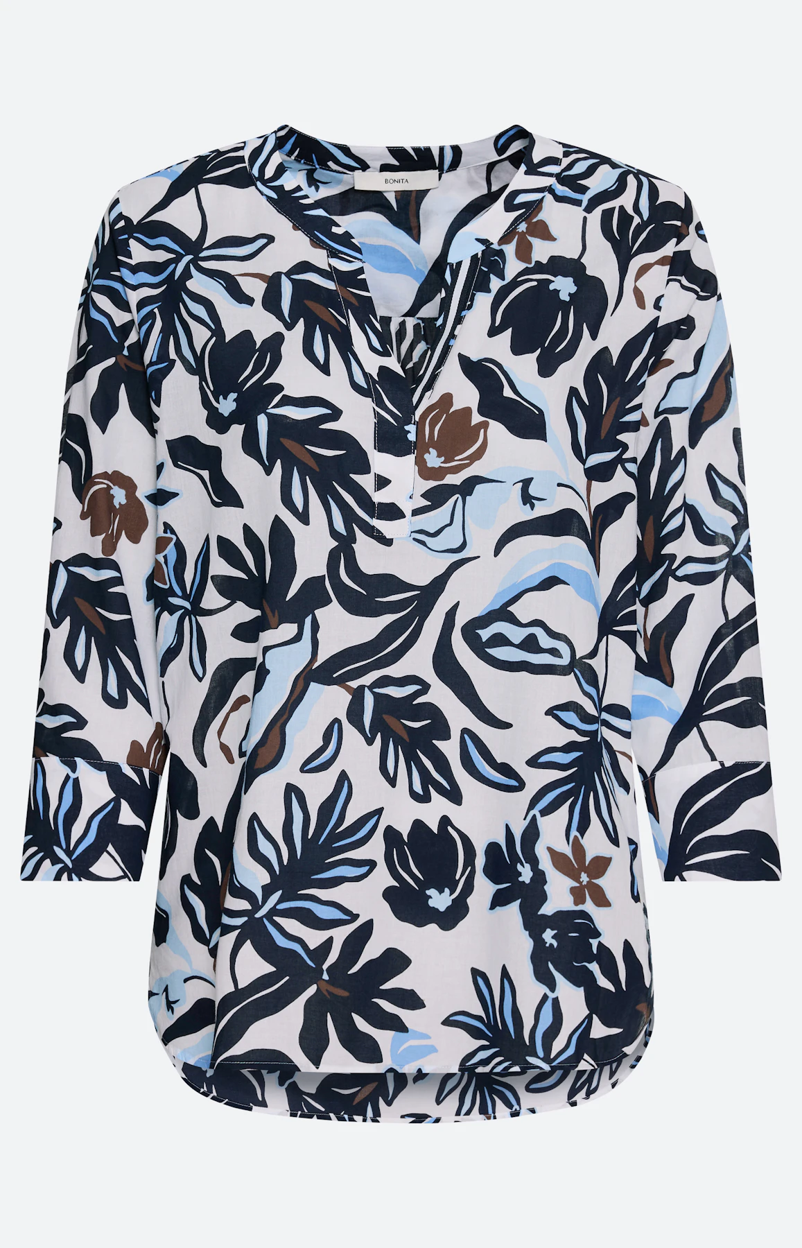 Bluse mit Botanik-Print, navy