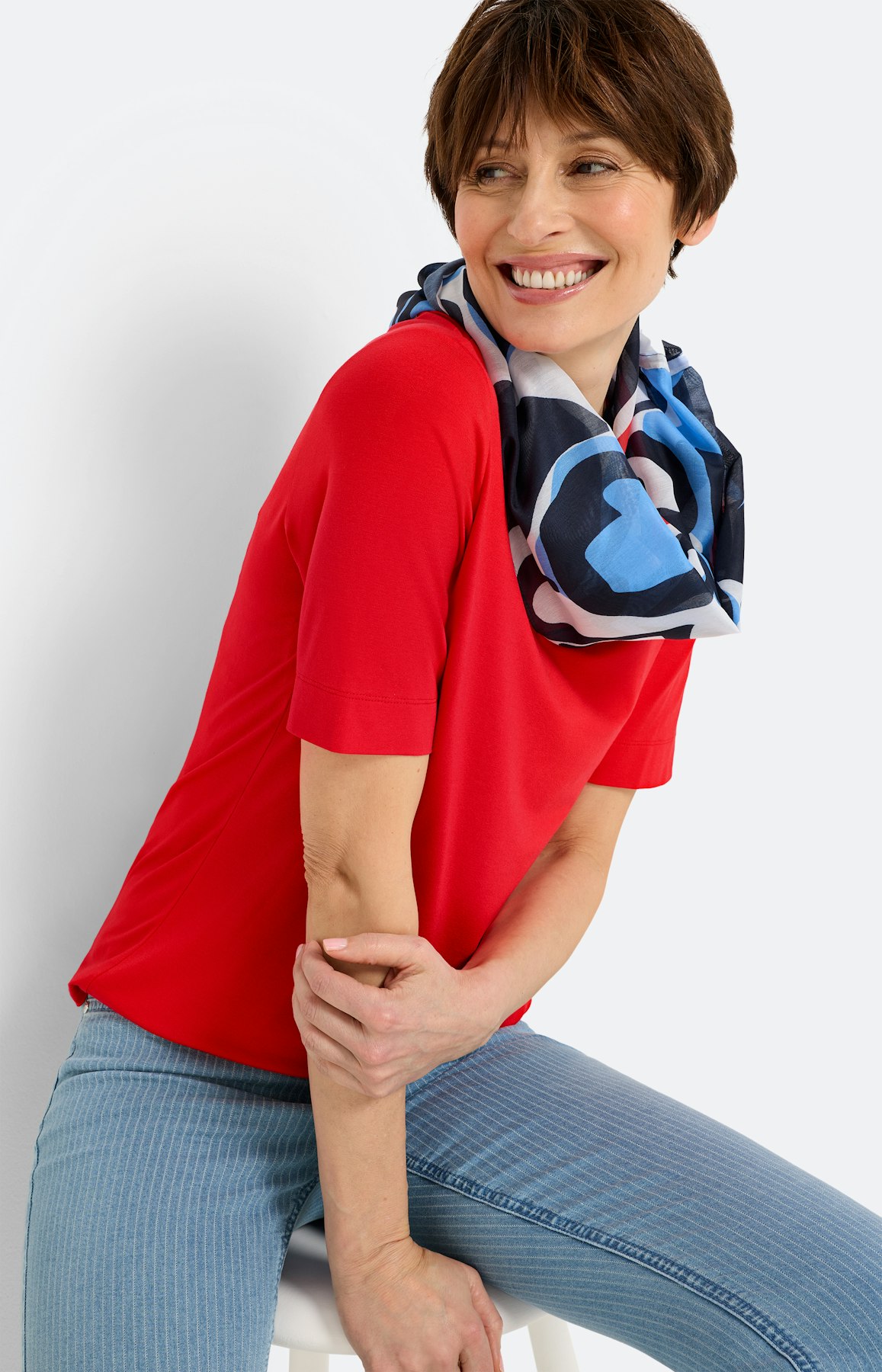 T-shirt met V-hals, rood