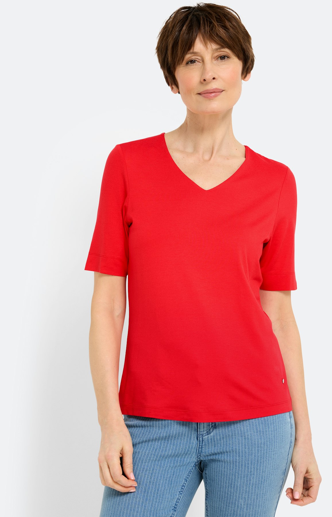 T-shirt met V-hals, rood