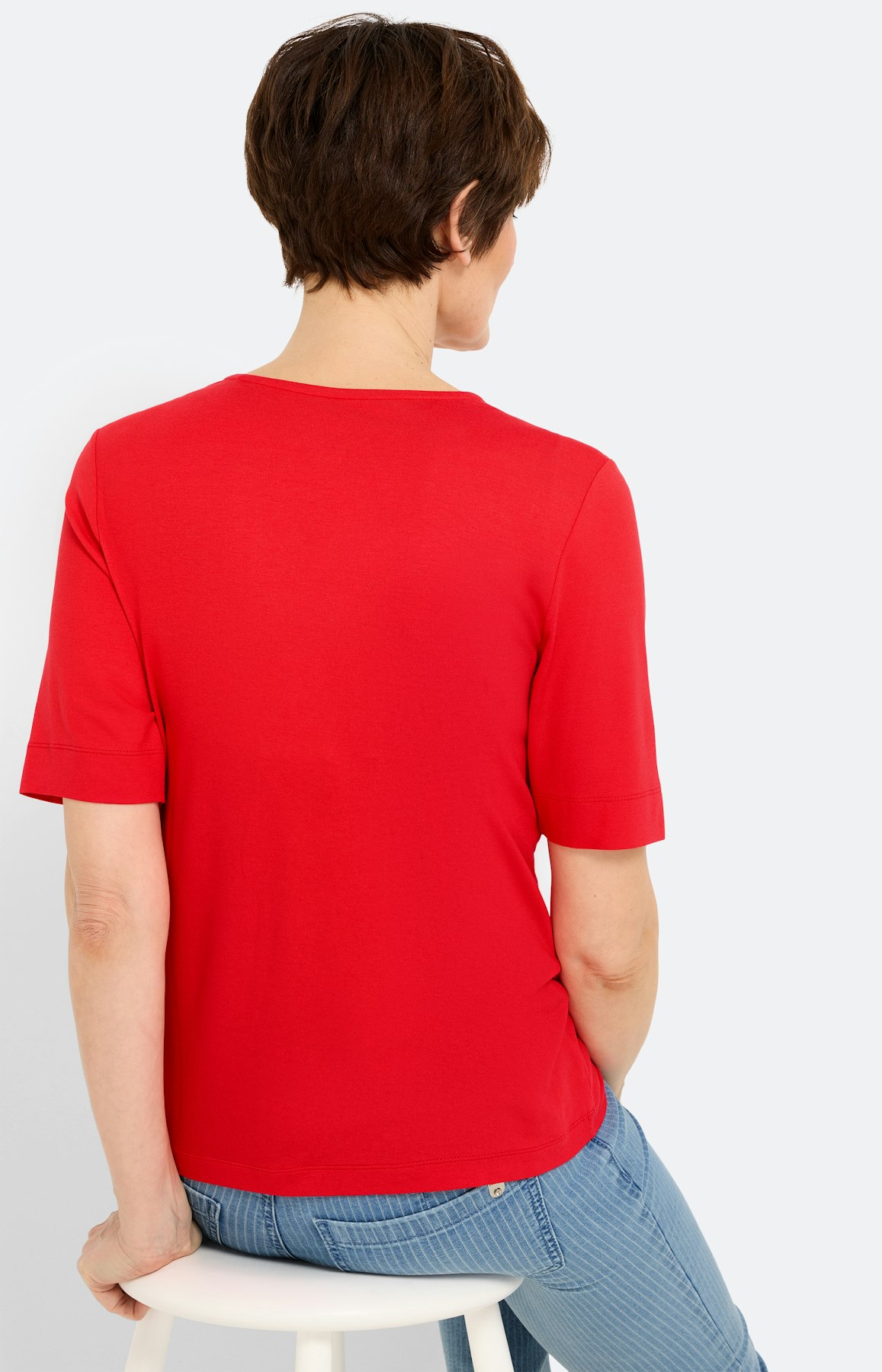 T-shirt met V-hals, rood
