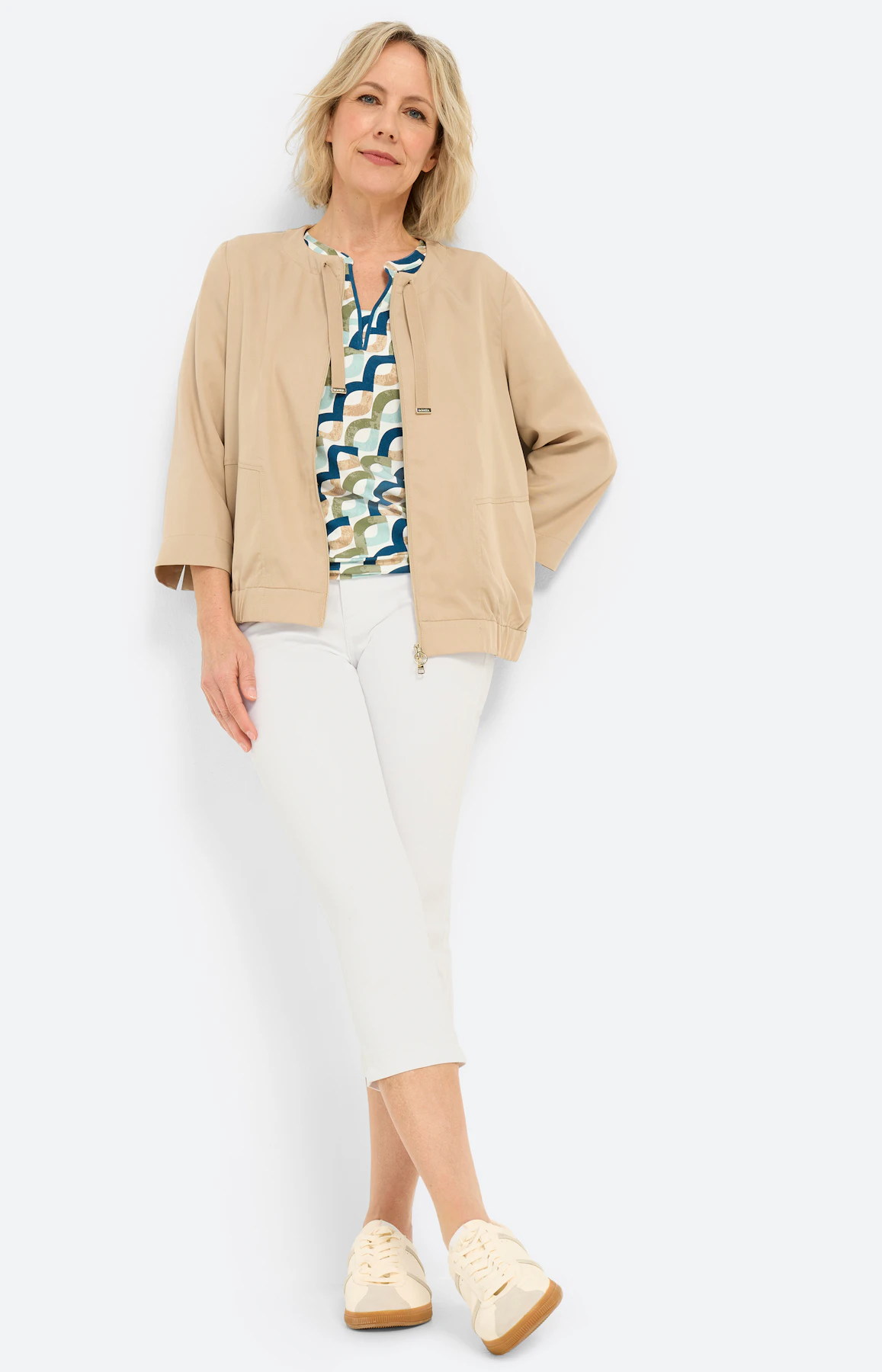 Blazer met ritssluiting, lichtbruin