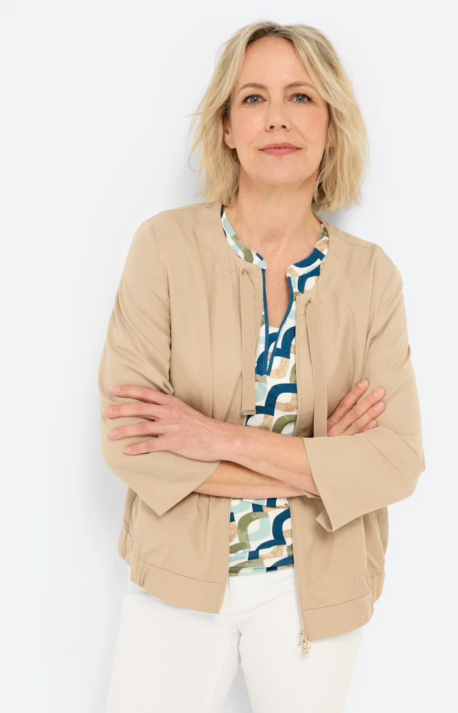 Blazer mit Reißverschluss, hellbraun