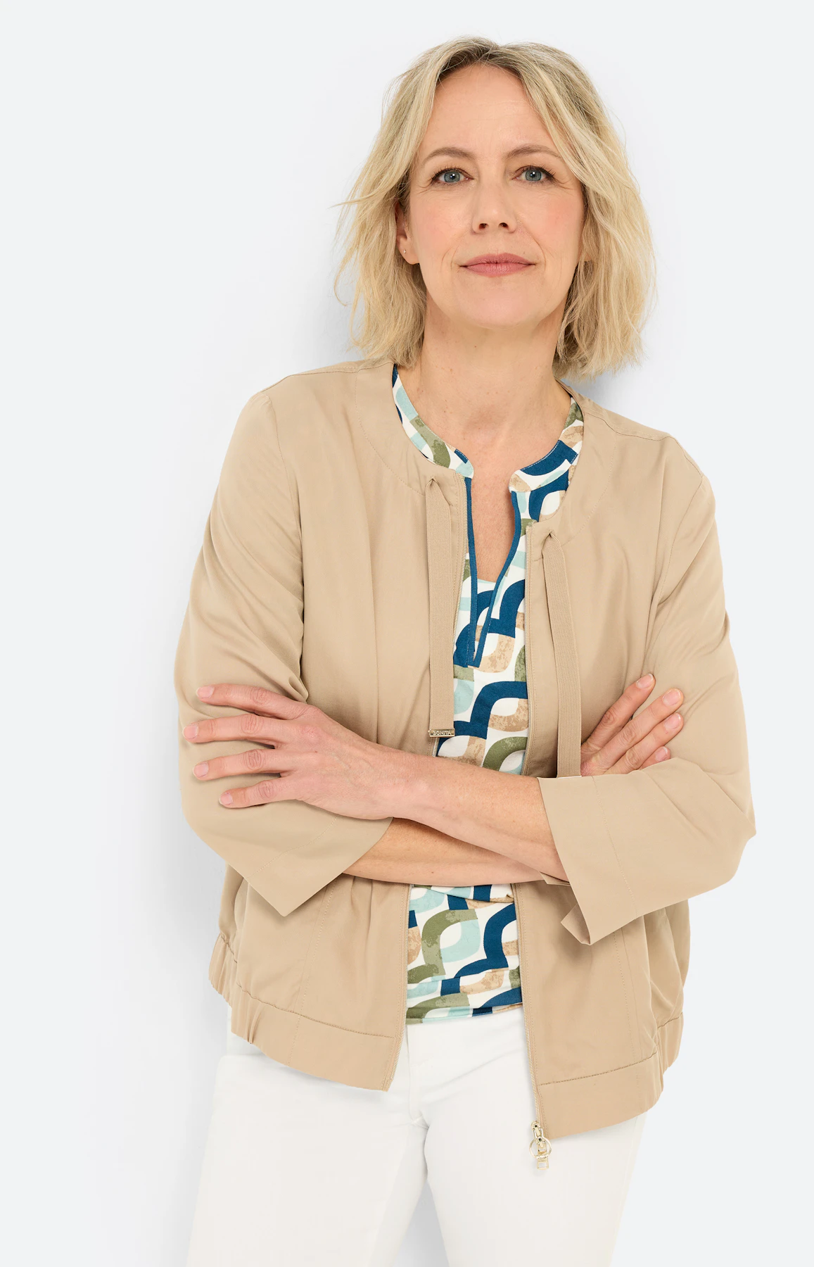 Blazer met ritssluiting, lichtbruin