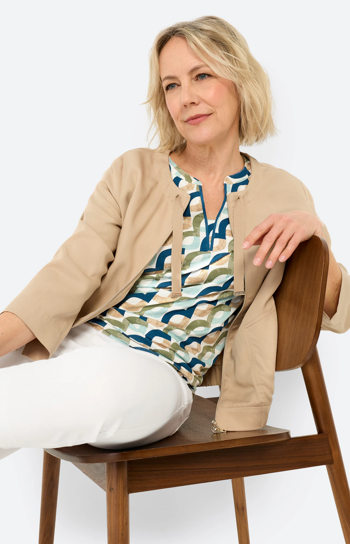 Blazer met ritssluiting, lichtbruin