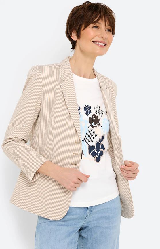 Blazer in Seersucker-Struktur, hellbraun